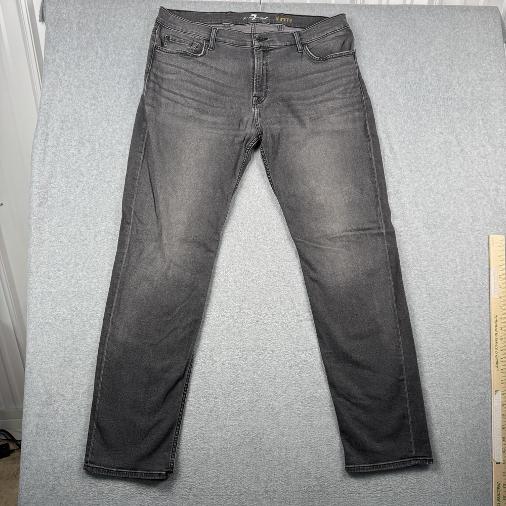 7 For All Mankind Slimmy Jeans Mens 40‎ Gray Slim Fit Straight Stretch Denim